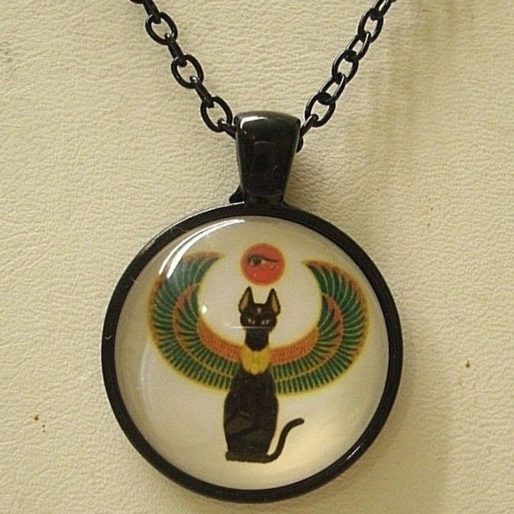 Egyptian Goddess Bast Cat Pendant Necklace